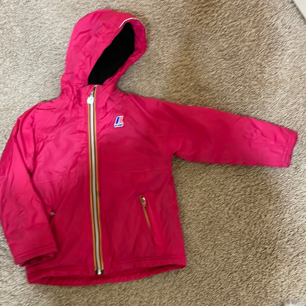 Fleece Lined Hooded Jacket by KWay in fuschia pink